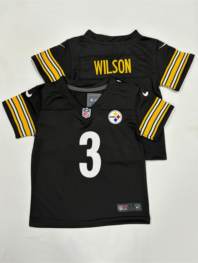 Toddlers Pittsburgh Steelers #3 Russell Wilson Black Vapor Stitched Football Jersey